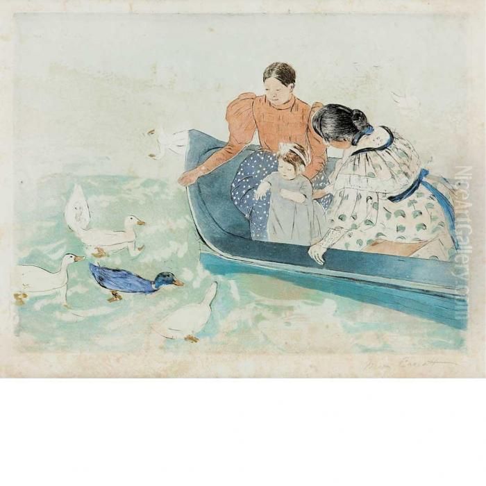 Feeding The Ducks Oil Painting by Mary Cassatt