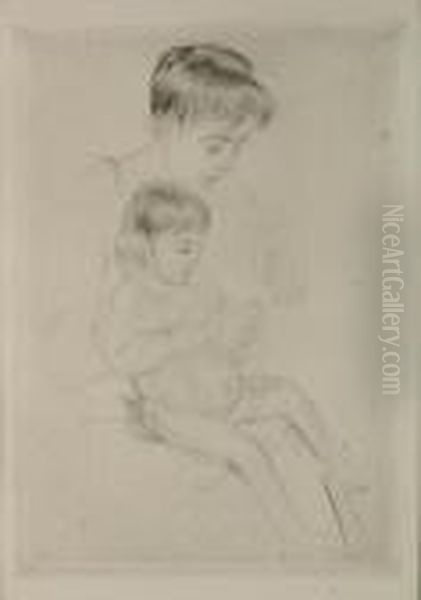 Margot Wearing A Bonnet, No. 1; 
Sarasmiling; The Manicure; Looking Into The Hand Mirror, No. 2 Oil Painting by Mary Cassatt