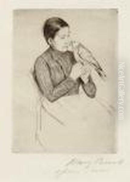 The Parrot Oil Painting by Mary Cassatt