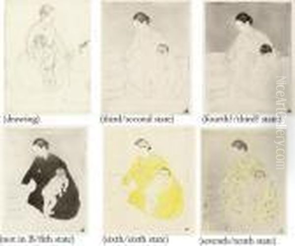 The Bath: Five States Plus Preparatory Drawing (b. 143; M. & S. 5; B. Cr 801) Oil Painting by Mary Cassatt