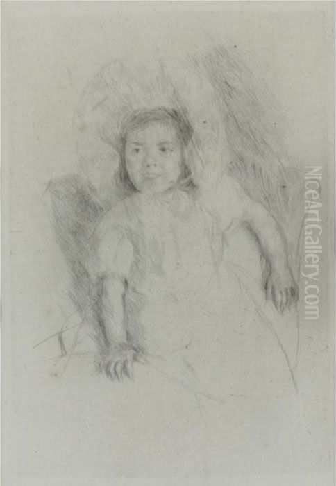 Margo Wearing A Bonnet (no. 3) (breeskin 181) Oil Painting by Mary Cassatt