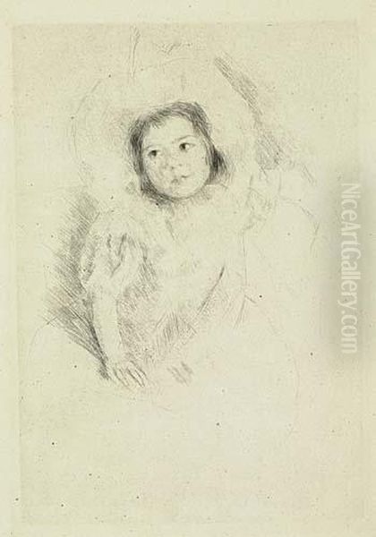 Margot Wearing A Bonnet (no. 1)<</b> Oil Painting by Mary Cassatt