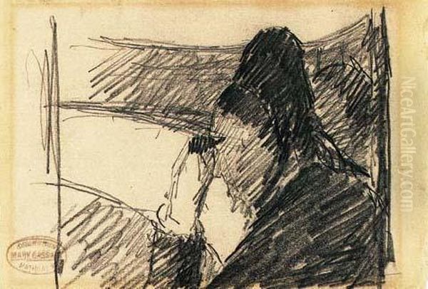 A Woman In Black At The Opera Oil Painting by Mary Cassatt