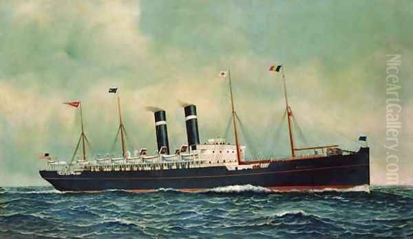 Steamer Kroonland Oil Painting by Antonio Nicolo Gasparo Jacobsen