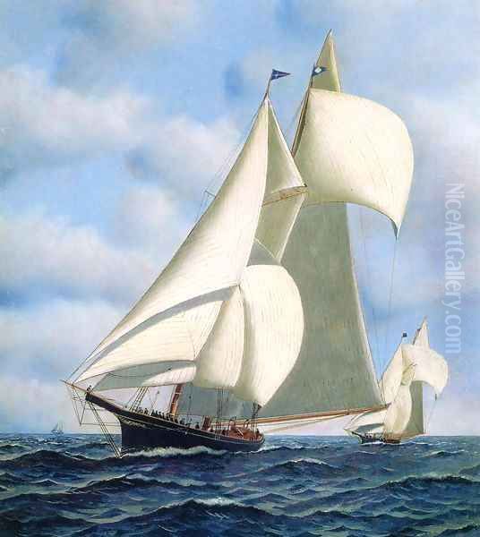 Sappho vs. Livonia, Americas Cup, 1871 Date unknown Oil Painting by Antonio Nicolo Gasparo Jacobsen