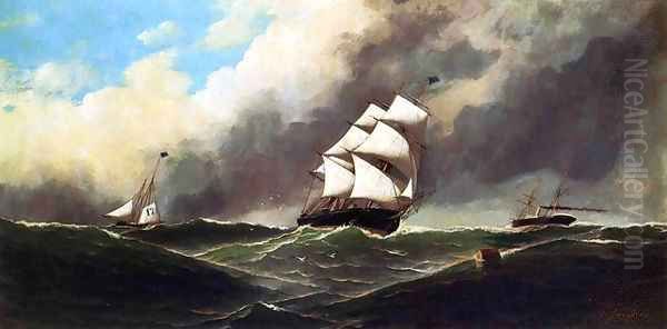 Stormy Seas 1886 Oil Painting by Antonio Nicolo Gasparo Jacobsen