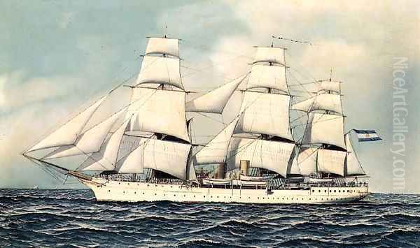 A Ship's Portrait 1903 Oil Painting by Antonio Nicolo Gasparo Jacobsen