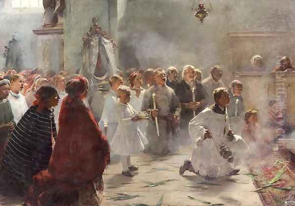 Palm Sunday Oil Painting by Zdzislaw Piotr Jasinski