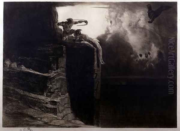 The Release of Prometheus Oil Painting by Rudolf Jettmar