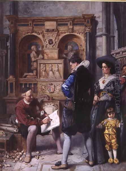 A Meeting with the Architect Oil Painting by Edward Killingworth Johnson