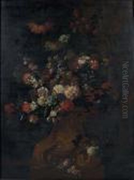 Bouquet De Fl Eurs Dans Un Vase De Bronze Oil Painting by Pieter Casteels