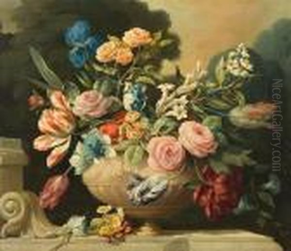 Still Life Of Flowers In A Classicalvase Oil Painting by Pieter Casteels