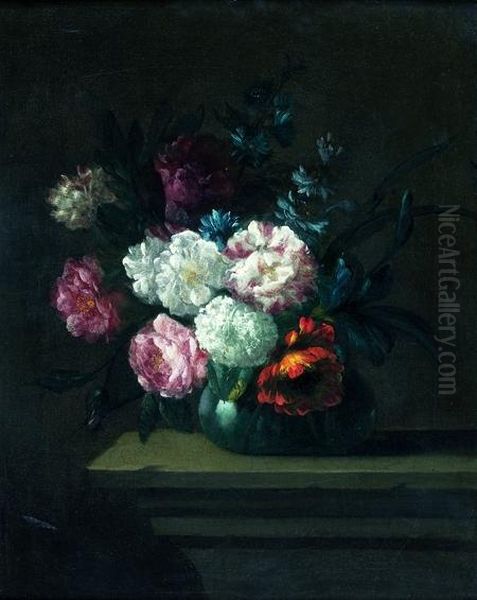 Nature Morte Au Vase De Fleurs Sur Un Entablement De Pierre Oil Painting by Pieter Casteels