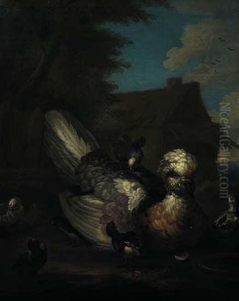 Chioccia Con Pulcini Oil Painting by Pieter Casteels