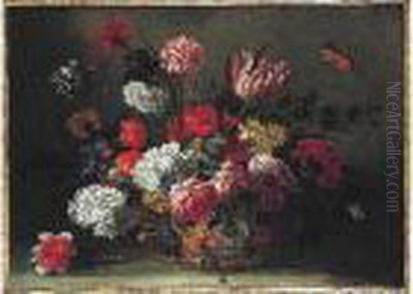 Bouquet De Fleurs Dans Une Corbeille D'osier Oil Painting by Pieter Casteels