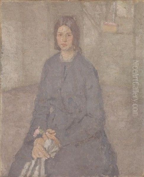 Girl Holding a Rose Oil Painting by Gwen John