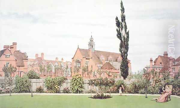 Church and Parsonage Bedford Park Oil Painting by Frederick Hamilton Jackson