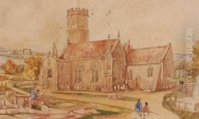 Ruined Abbey Oil Painting by George Cattermole