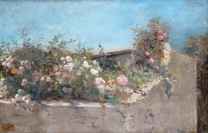 Jardin Fleuri A Domont Oil Painting by Eugene Henri Cauchois