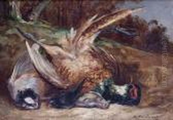Nature Morte Aux Faisans Oil Painting by Eugene Henri Cauchois