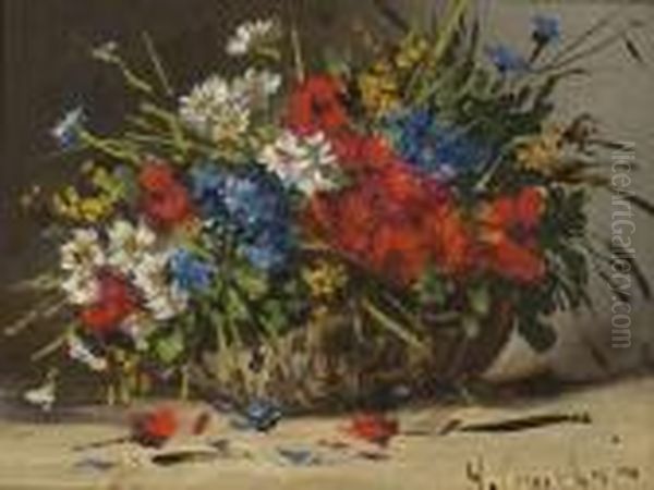 Sommerblumen Im Korb Oil Painting by Eugene Henri Cauchois