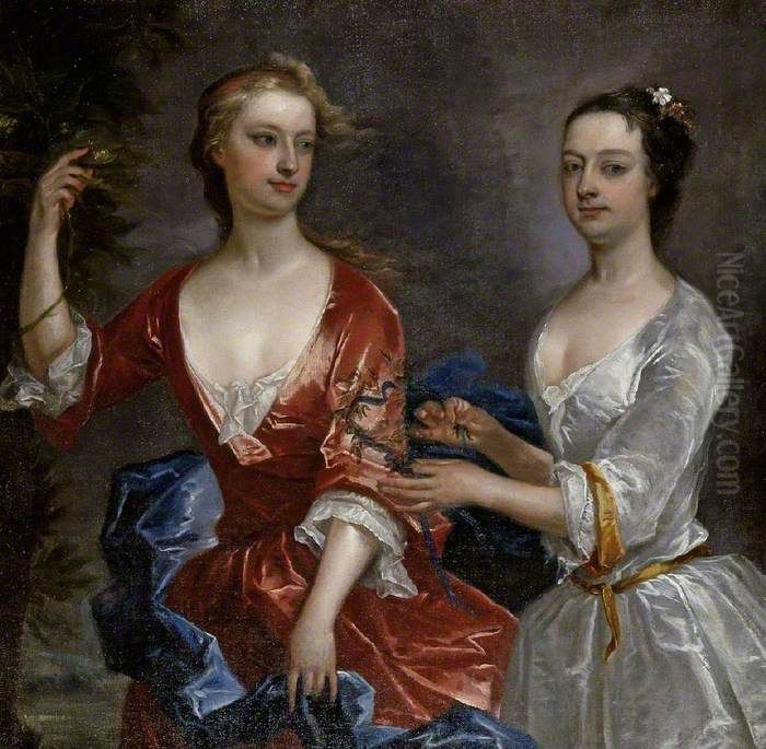 Martha and Teresa Blount Oil Painting by Charles Jervas