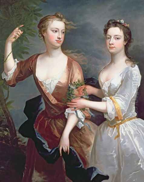 Martha and Theresa Blount Oil Painting by Charles Jervas