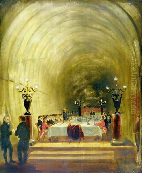 Banquet in Thames Tunnel held on 10th November 1827 Oil Painting by George Jones
