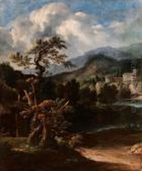 Paesaggio Col Tempio Dellasibilla A Tivoli Oil Painting by Pieter the Younger Mulier