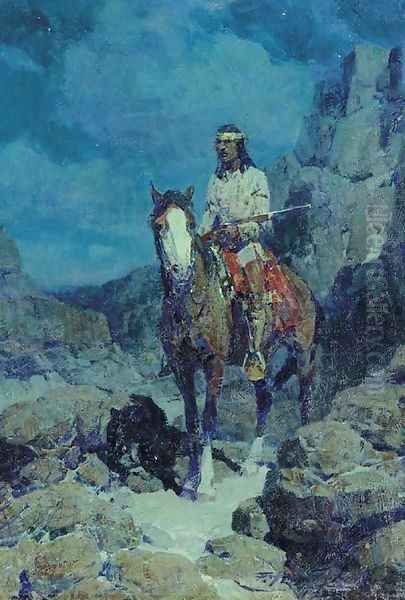 Apache Scout Oil Painting by Frank Johnson