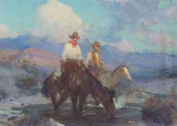 The Cattlemen Oil Painting by Frank Johnson