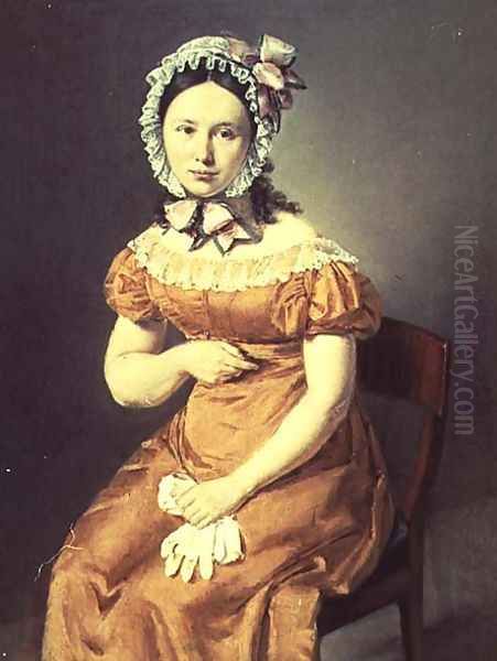 The artists wife Catharine Oil Painting by Christian-Albrecht Jensen