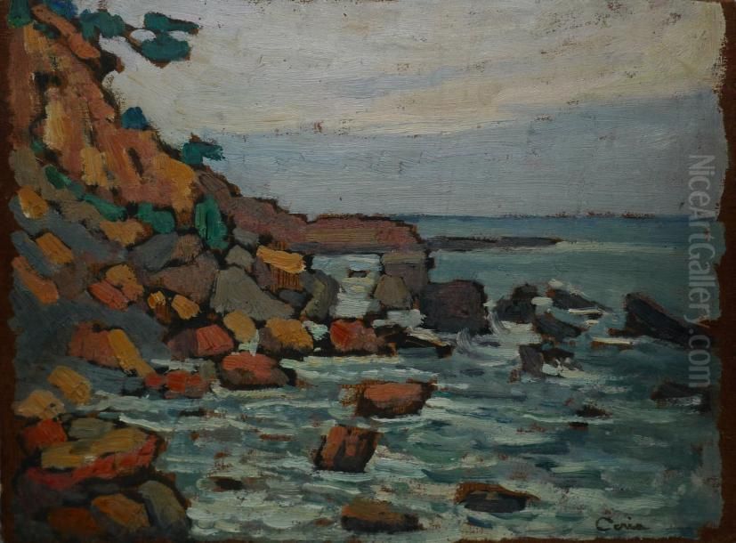 Bord De Mer Aux Rochers Oil Painting by Edmond Ceria