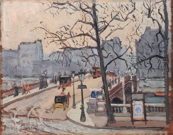 Quai Des Grands Augustins A Paris Oil Painting by Edmond Ceria