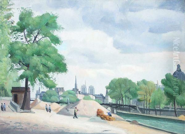 Bords De Seine Oil Painting by Edmond Ceria