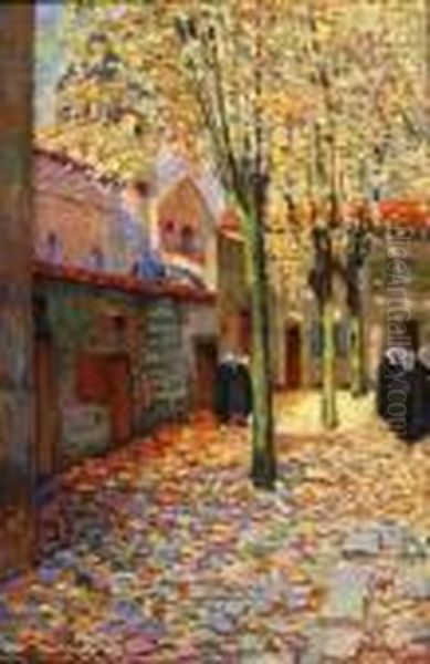 Village De Bretagne En Automne Oil Painting by Edmond Ceria