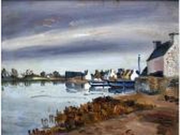 Petit Port En Pays Bigouden Oil Painting by Edmond Ceria