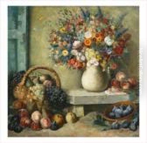 Fleurs Et Fruits D'automne Oil Painting by Edmond Ceria