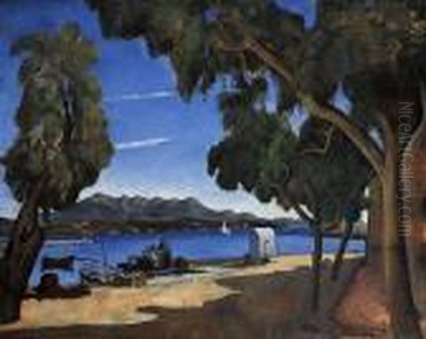 Pecheurs En Bord De Mer Oil Painting by Edmond Ceria