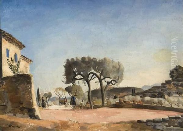 Paysage Anime En Provence. Oil Painting by Edmond Ceria