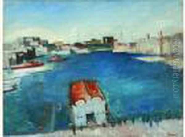 < Le Port De Marseille > (esquisse) Oil Painting by Edmond Ceria