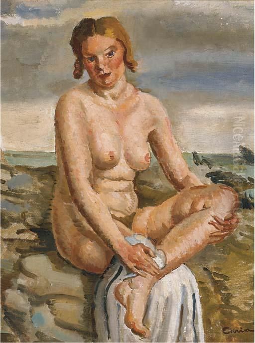 Baigneuse Au Bord De La Mer Oil Painting by Edmond Ceria