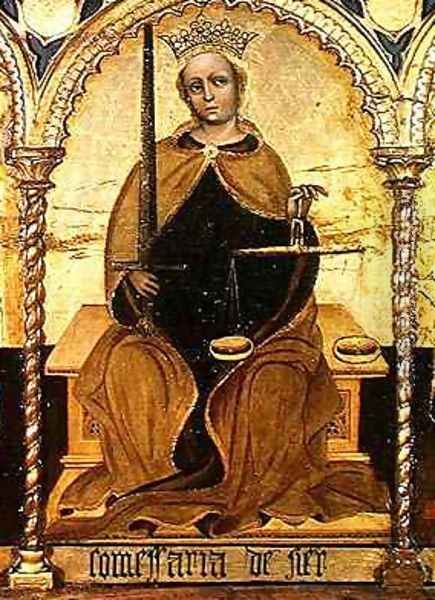 Justice between St Michael and St Gabriel Oil Painting by del Fiore Jacobello