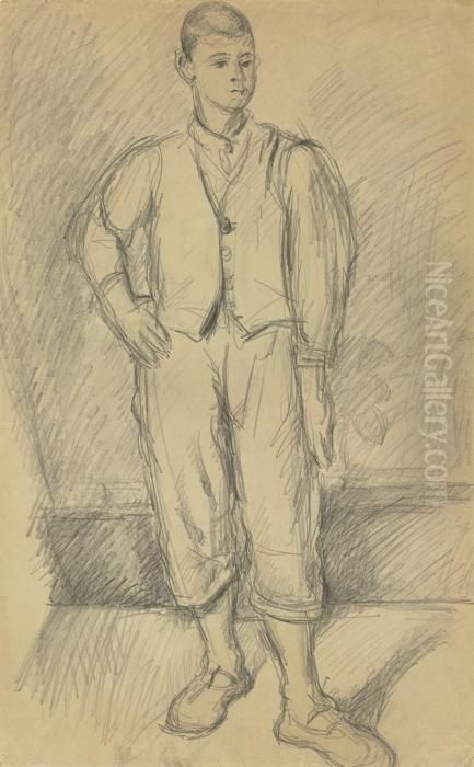 Portrait Du Fils De L'artiste (recto); Scene Illustrant Un Recitromantique (verso) Oil Painting by Paul Cezanne