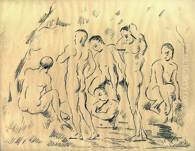 Les Baigneurs Oil Painting by Paul Cezanne