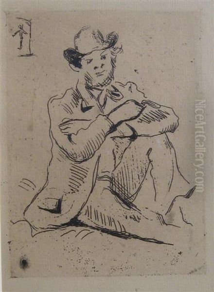 Portrait Du Peintre A. Guillaumin Au Pendu Oil Painting by Paul Cezanne