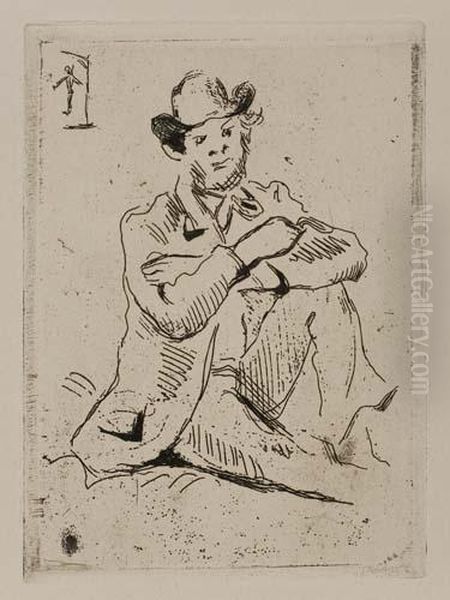 Two Etchings.
Portrait De Peintre A. Guillaumin Au Pendu Oil Painting by Paul Cezanne