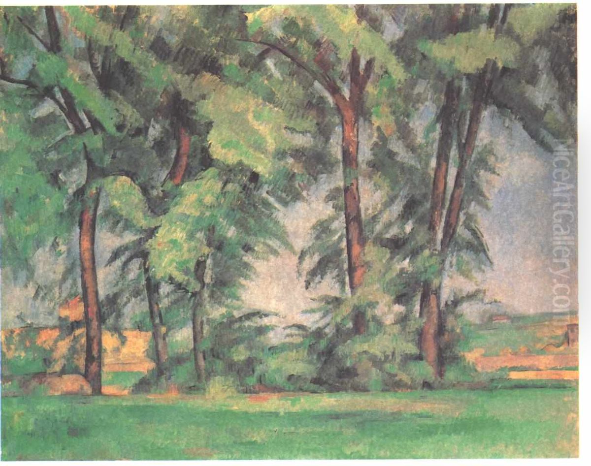 Les Grands Arbres Au Jas De Bouffan Oil Painting by Paul Cezanne
