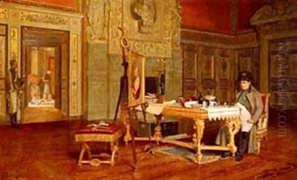 Napoleon Contemplating A Portrait Of The King of Rome Before His Departure for Elba, 1814 Oil Painting by P. Joos van Gent and Berruguete