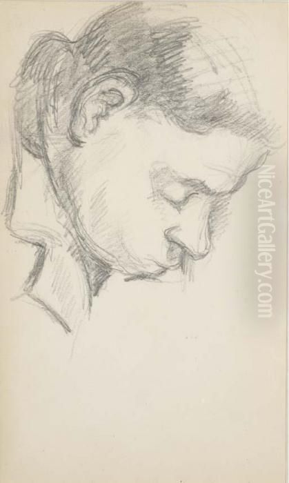 Tete D'un Garcon (probablement Paul Cezanne Fils) Oil Painting by Paul Cezanne